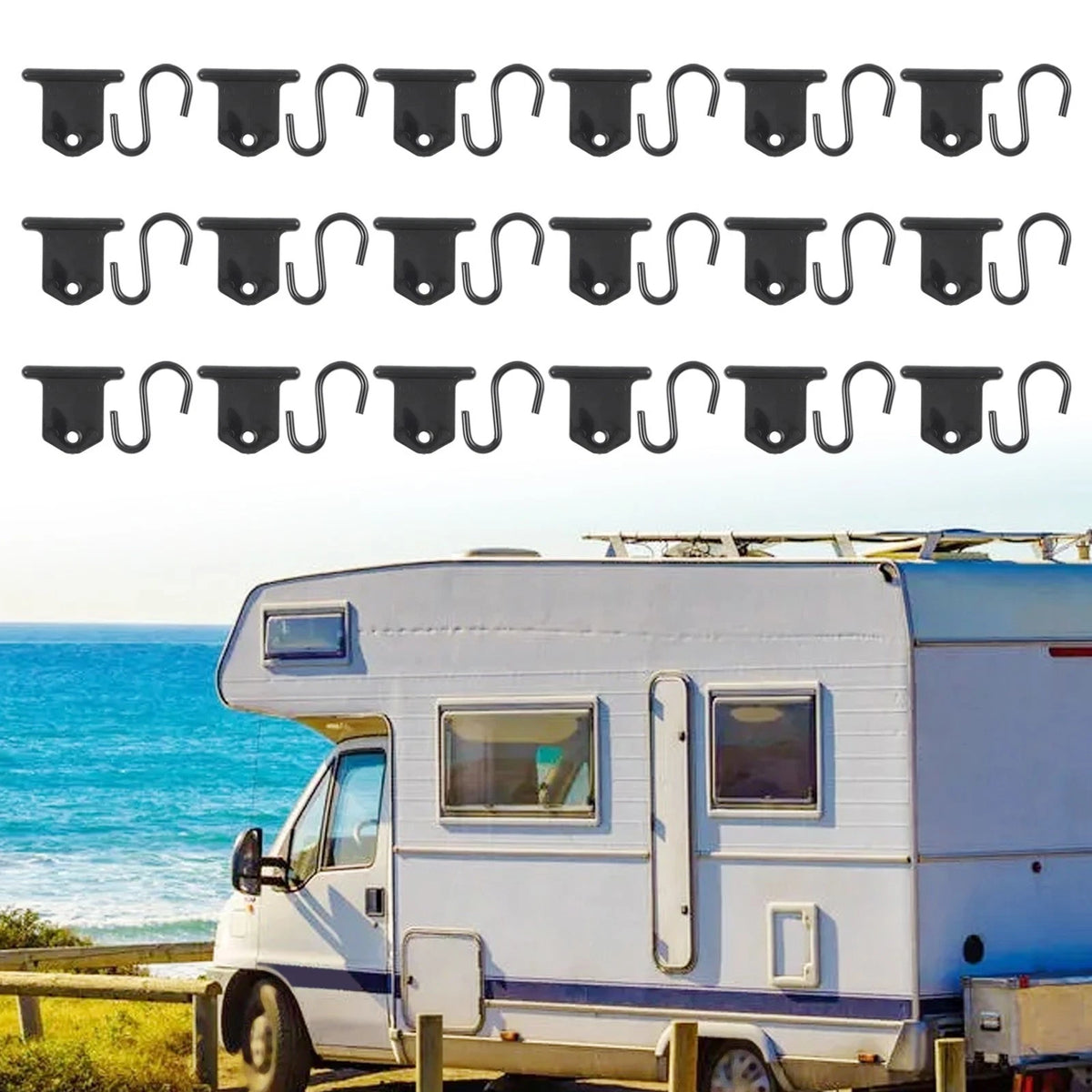 Pack of 16 RV Awning Hooks for Securely Hanging Items
