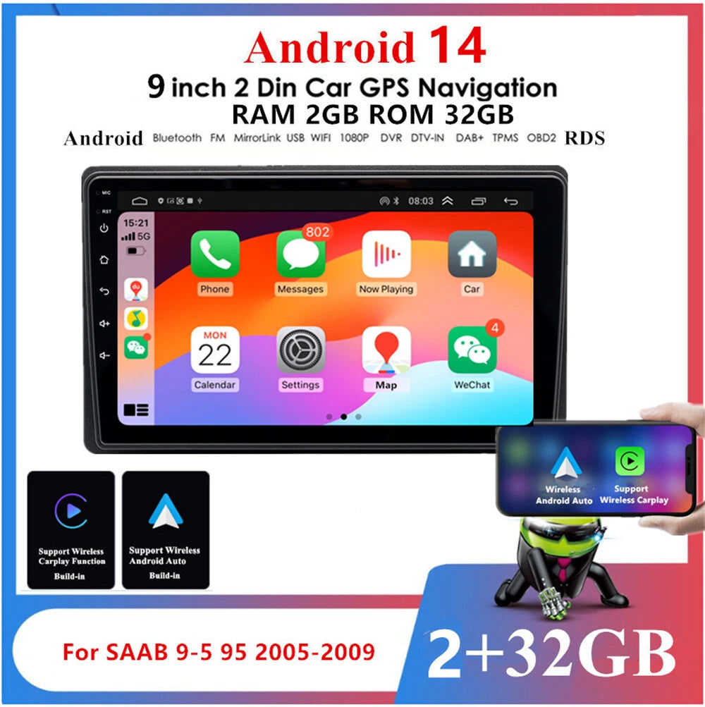 9'' Android Car Stereo Radio for Saab 9-5 (2005–2009)