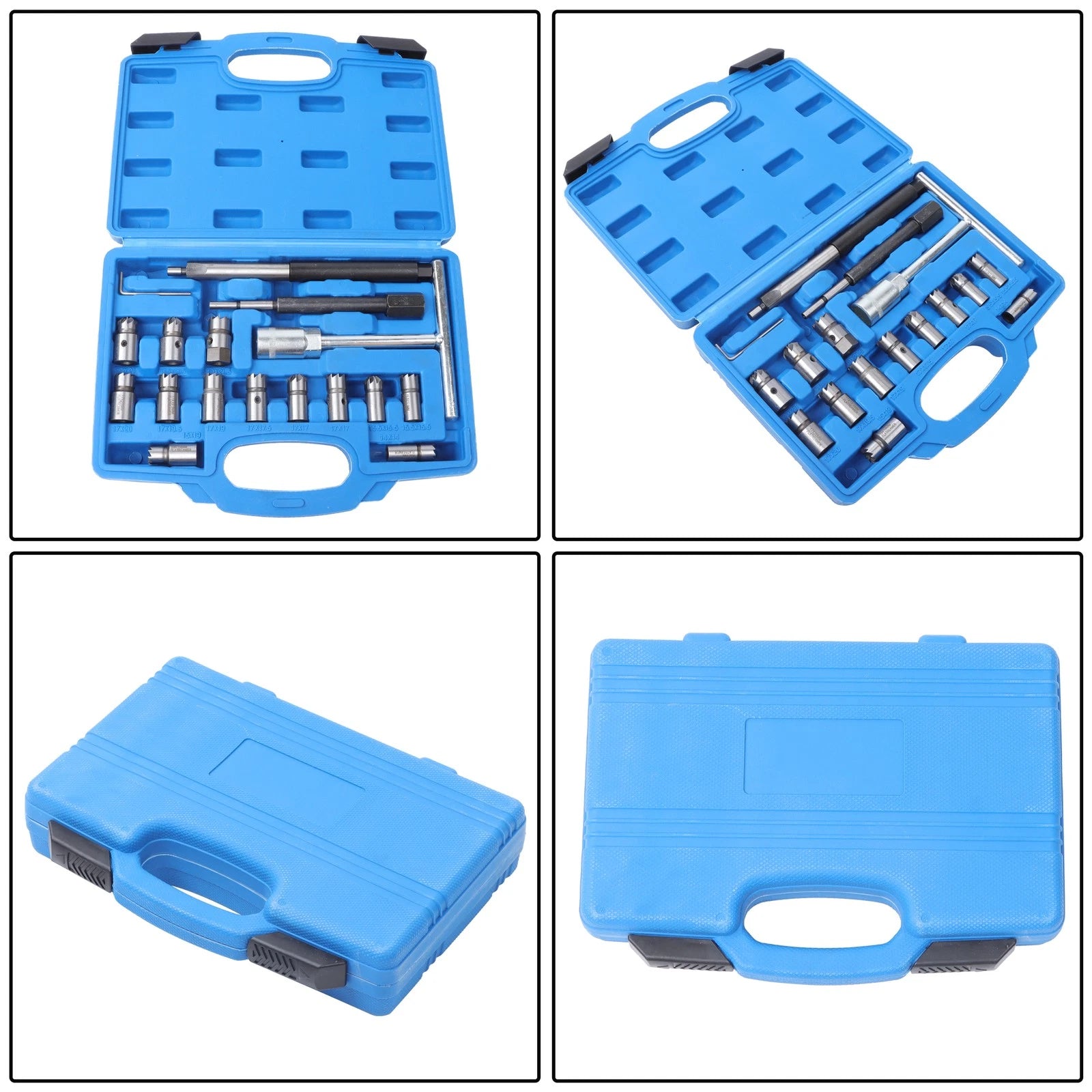 17Pcs Diesel Injector Seat Cutter Cleaner Tool for Universal Use