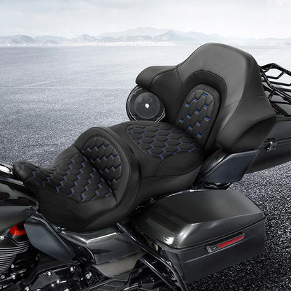 Driver Passenger Seat Backrest for Harley Electra Tri Glide (2014–2023) Black Blue