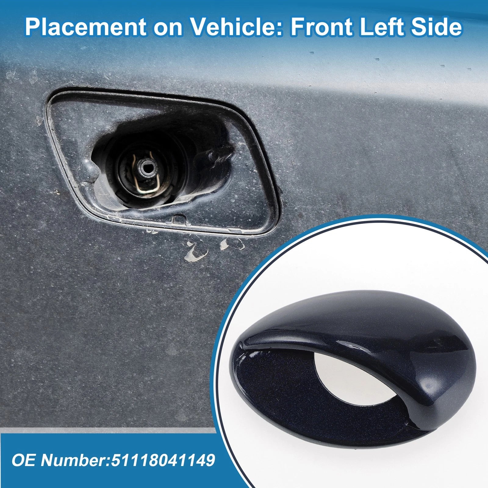 Front Left Headlight Washer Nozzle Cover Cap for BMW M3 (2008–2013)