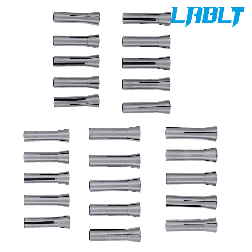 25Pcs R8 Round Collet Set for LABLT (1/8" to 7/8")