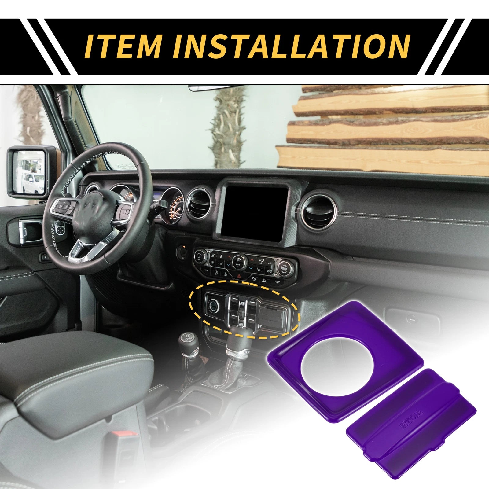 Cigarette Lighter USB Socket Panel Cover Trim for Jeep Wrangler JL (2018–2024) Purple