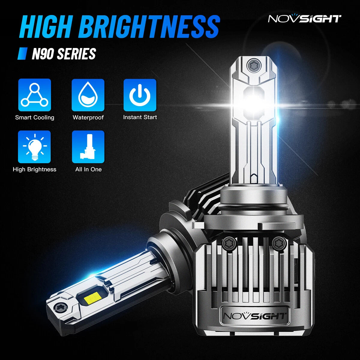 2X NOVSIGHT 9005 9006 LED Headlight Bulbs for High Low Beam (6500K)