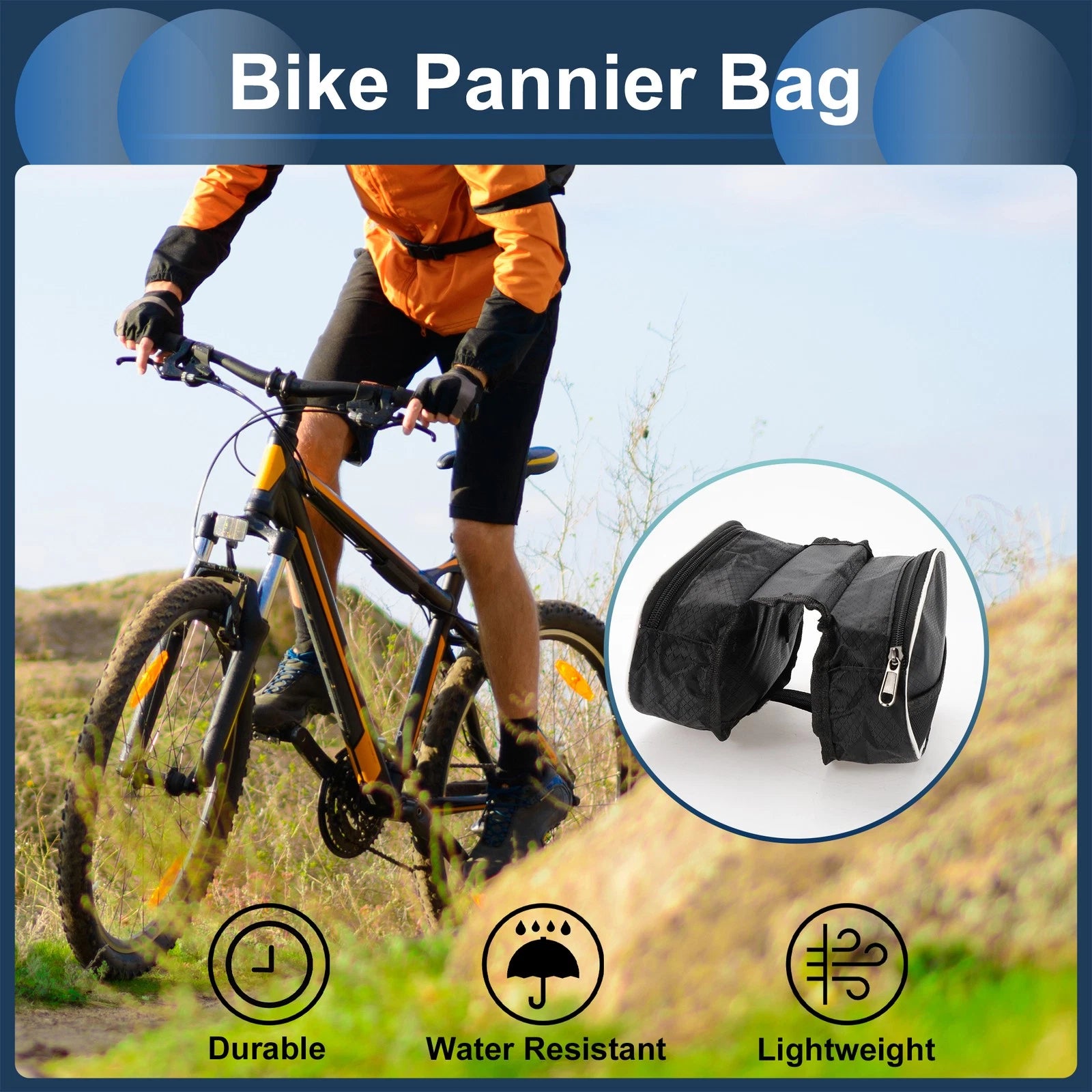 Bike Frame Bag Waterproof Bicycle Front Frame Organizer for Universal Bike