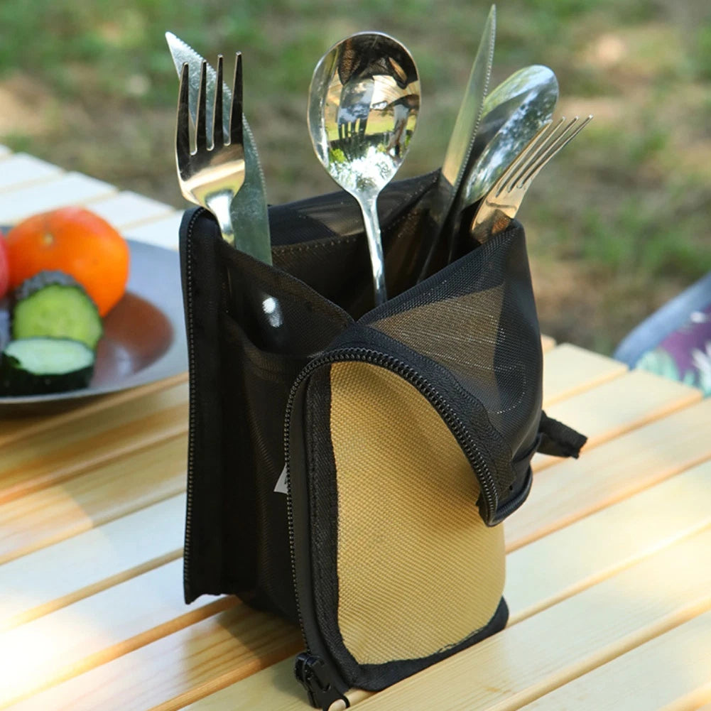 Lightweight Outdoor Tableware Bag with Drainage System and Mesh Pockets