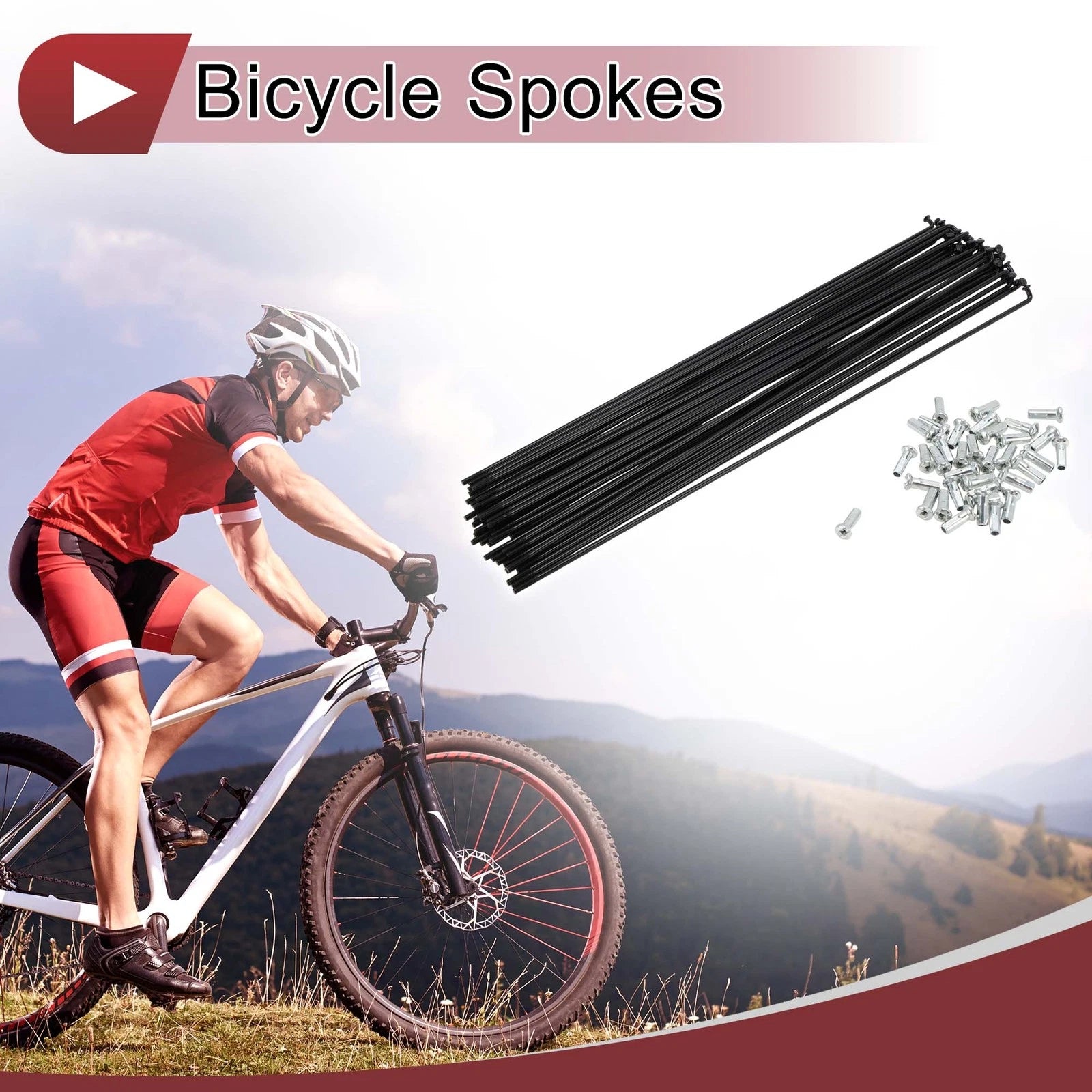 Bicycle Spokes Set 255mm Carbon Steel Black for 13G Wheel (38 Pack)