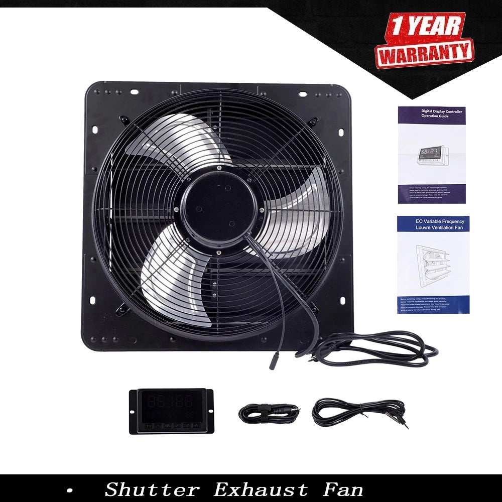 Shutter Exhaust Fan 16 Inch 2600 CFM Wall Mounted with Speed Controller