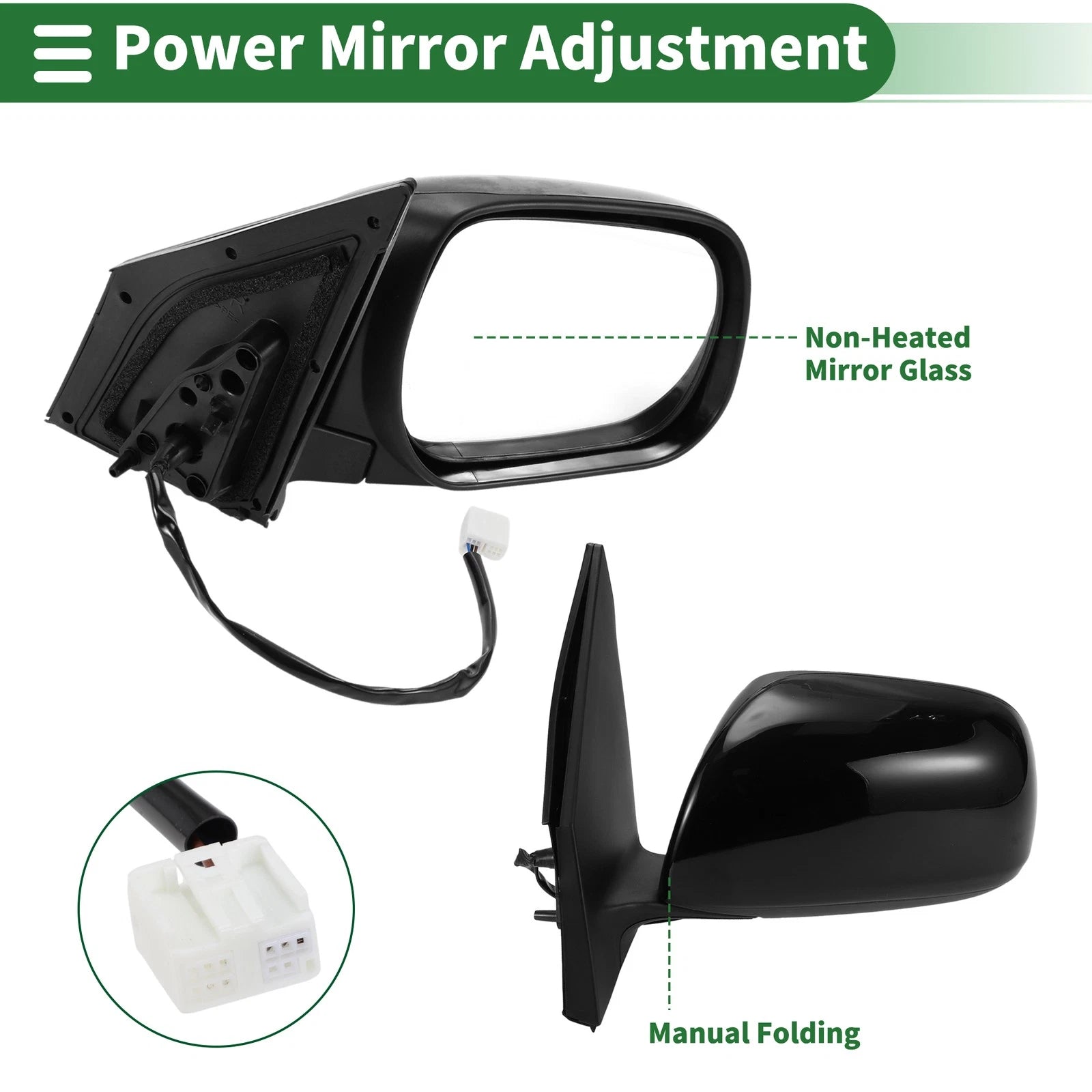 Right Side Door Mirror Manual Folding Replacement for Toyota RAV4 (2009–2012)