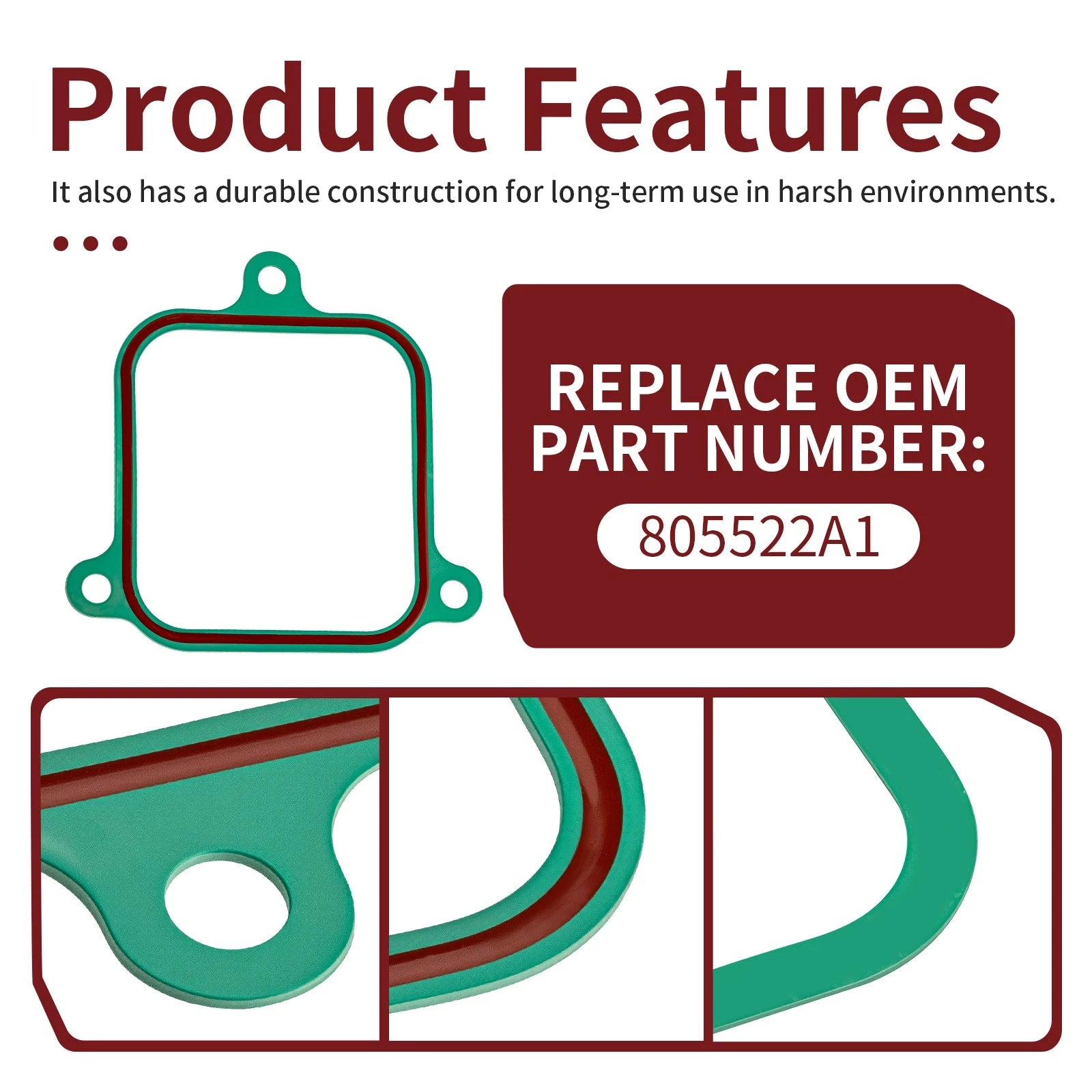 Set of 4 Intake Plenum Gaskets for Mercruiser 7.4L 454 & 8.2L 502 V8 (805522A1)