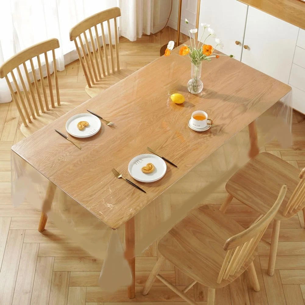 Reusable Transparent PVC Tablecloth for Dining (Waterproof, Oil Stain Resistant)