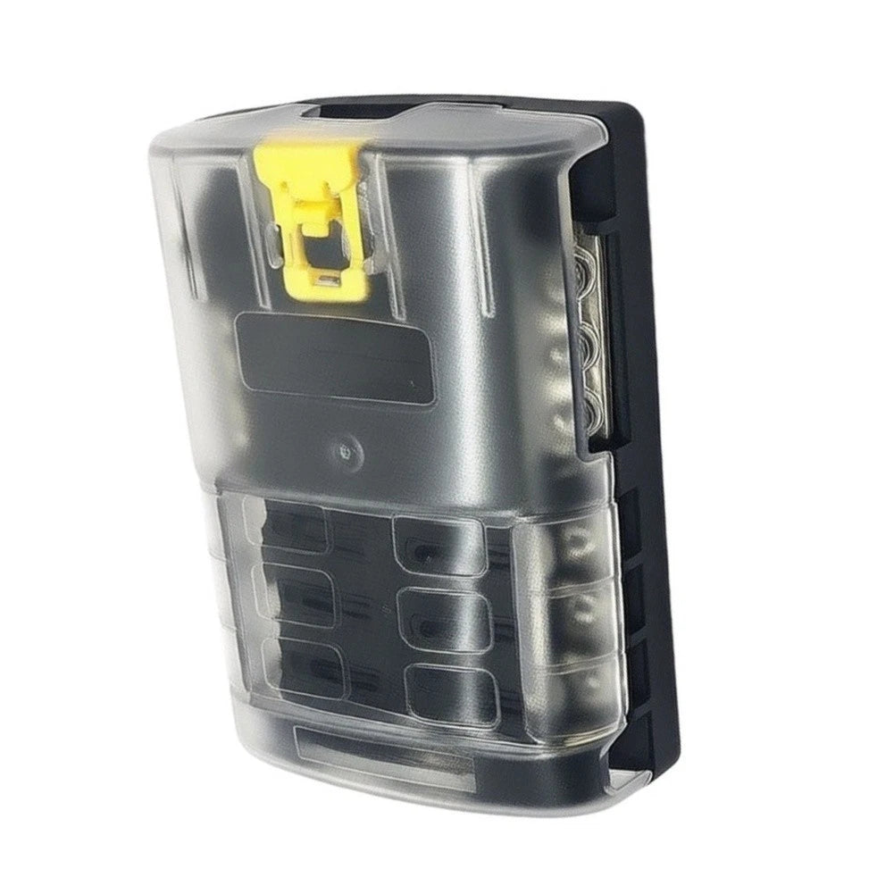 6 Circuit 12V Fuse Block with Ground Terminal and Dustproof Cover for Vehicles