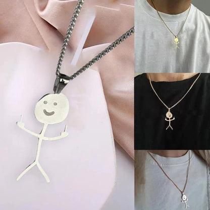Necklace for Funny Doodle Matchstick Hand Gesture (2022)