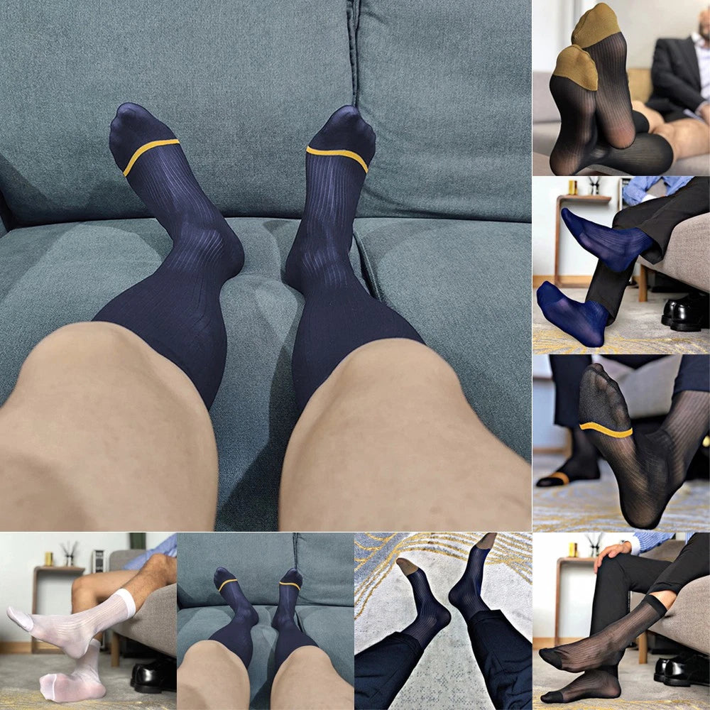 2X Sheer Stripe Socks for Business Office (Men's)