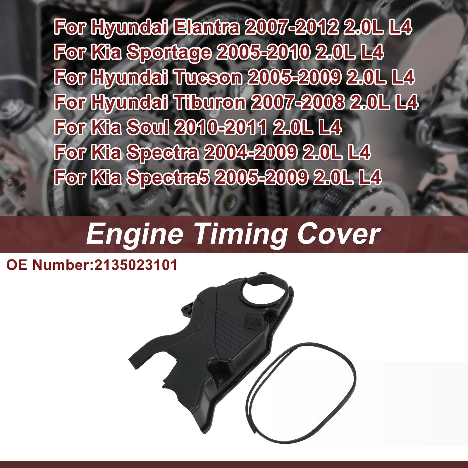 Engine Timing Cover OEM Replacement for Hyundai Elantra 2.0L (2007–2012)