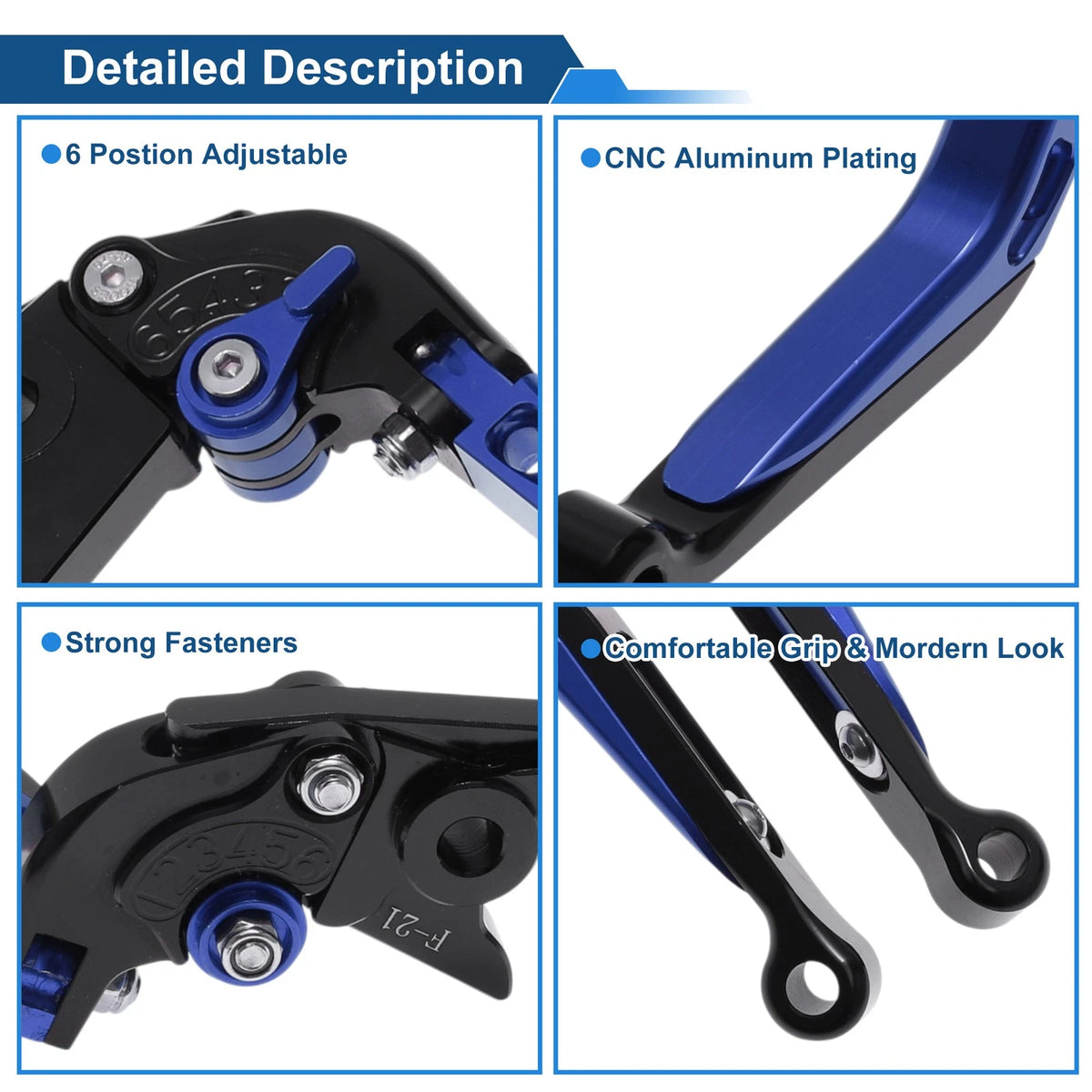Adjustable Brake Clutch Levers for Kawasaki Versys 650 (2006–2023) Black Blue