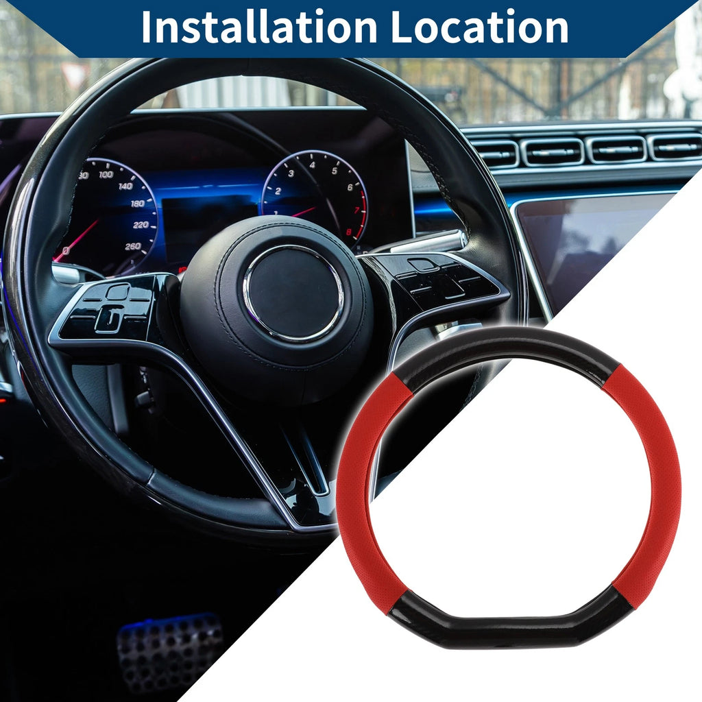 Steering Wheel Cover for Universal Fit (14.96", Black Red)