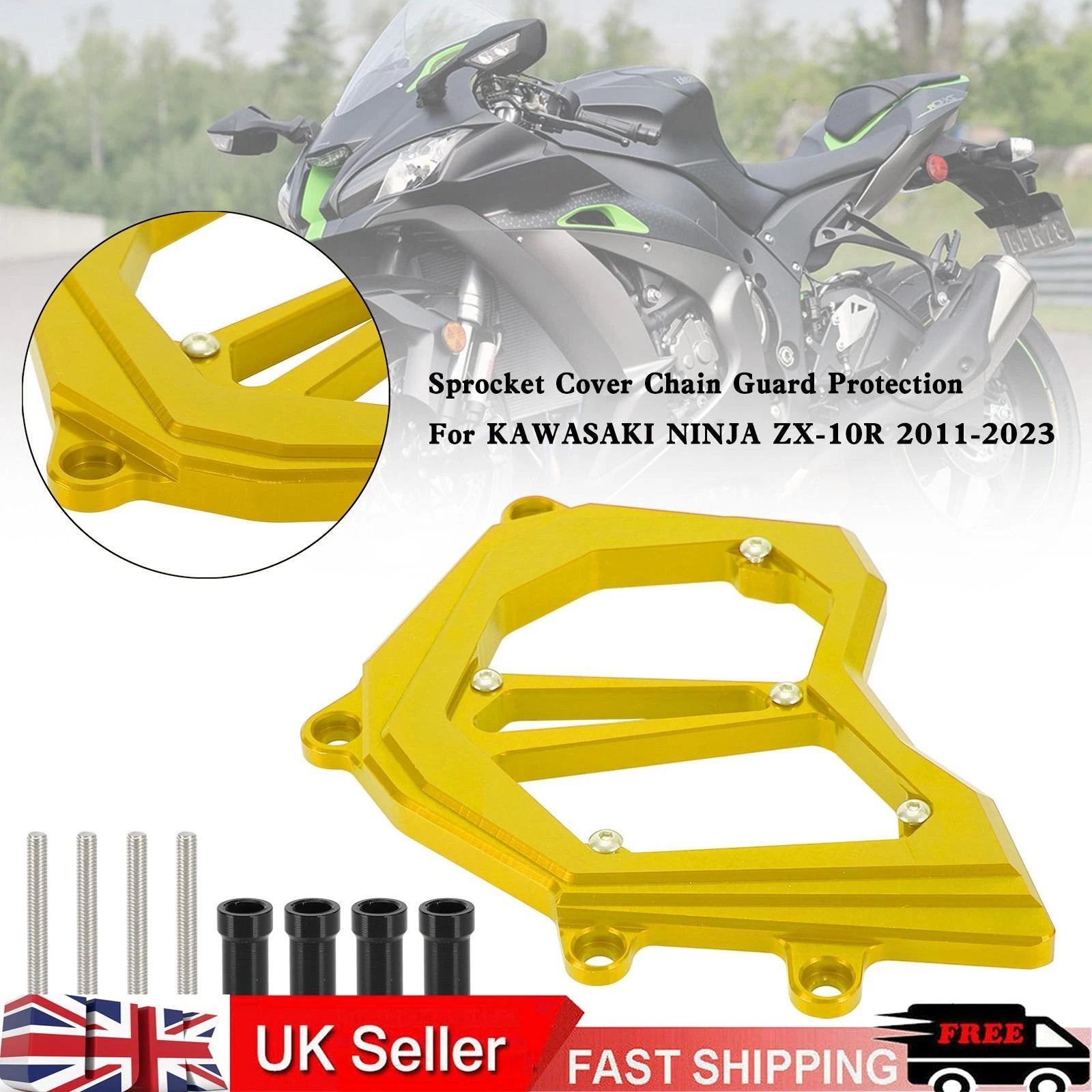Front Sprocket Cover Chain Guard for Kawasaki Ninja ZX-10R (2011–2023) Gold T9