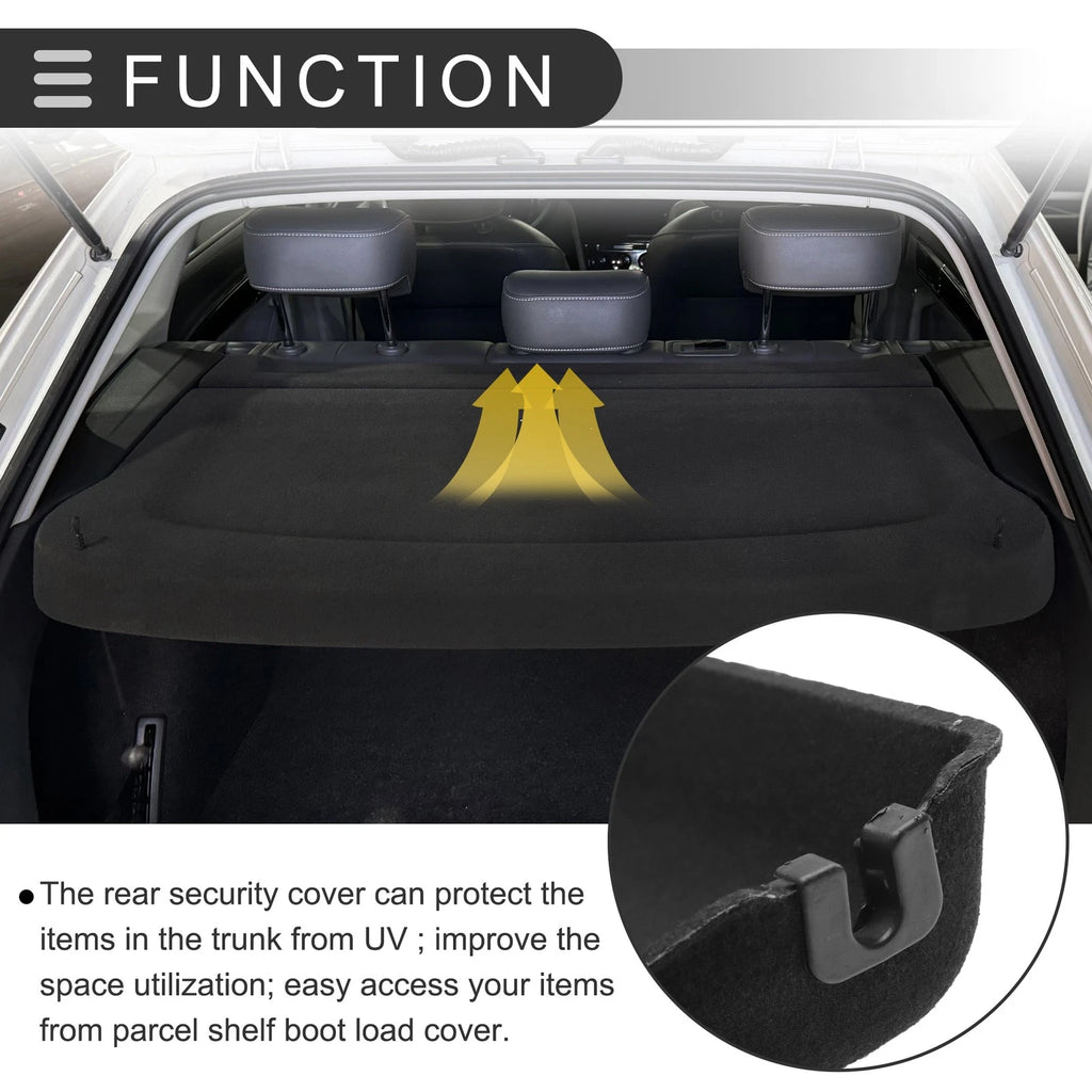 Rear Parcel Shelf Boot Load Cover for Ford Focus (2019–2022) Black