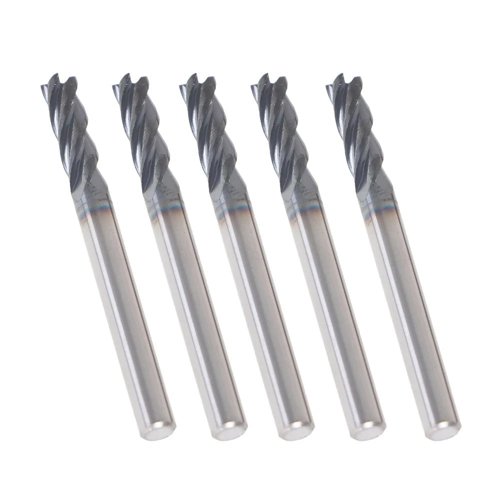 5 Pcs 2" Carbide End Mill 3/16" 4 Flute for Various Applications