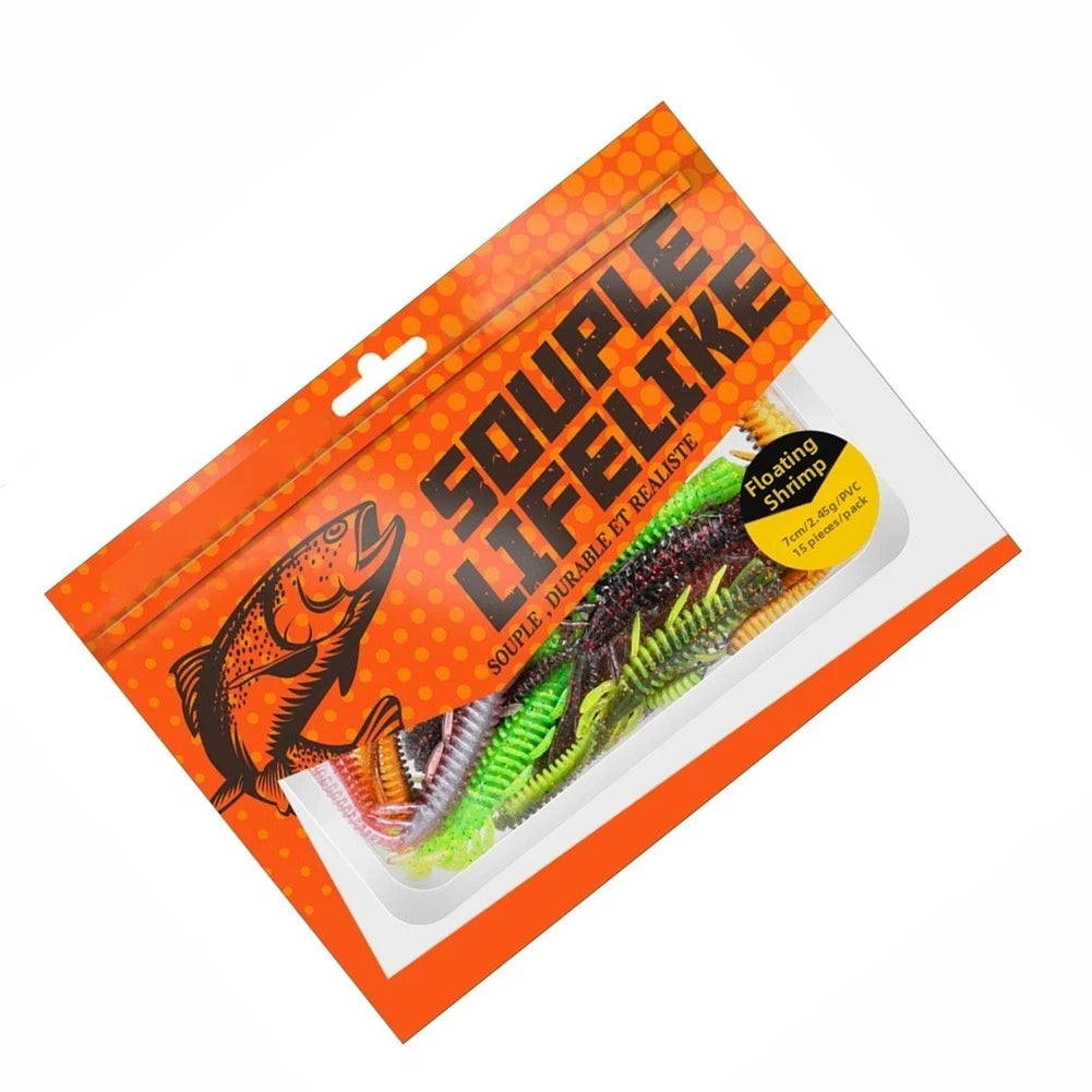 Fishing Tackle Kit Soft Plastic Lures Ribbed Swim Action (ABS)