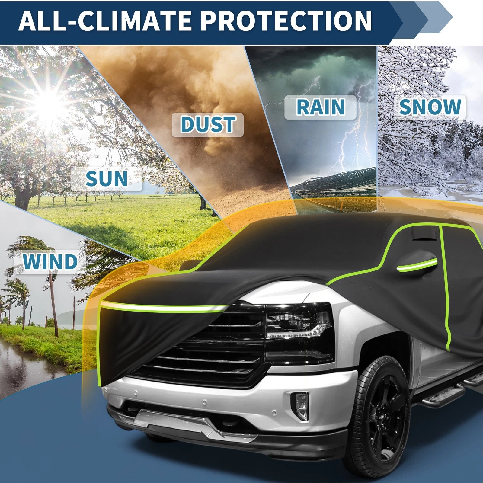 Waterproof Car Cover for Chevrolet Silverado Crew Cab 2000–2018 (6.6ft)