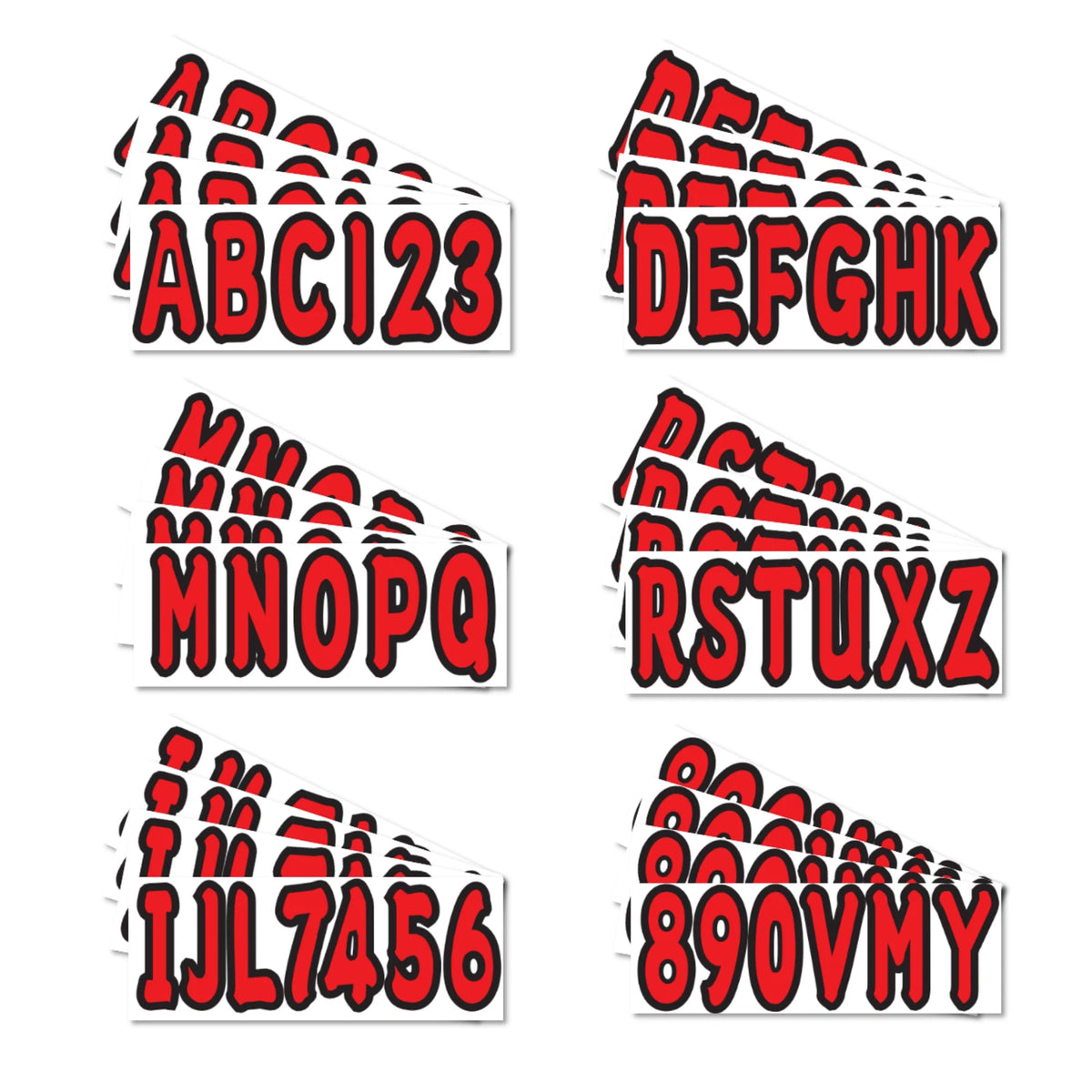 Set of 4 Red Identification Numbers Decal Registration A-Z & 0-9 for Boat & PWC