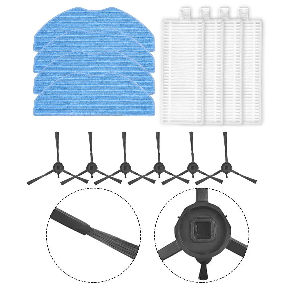 Filter Mop Cloths and Side Brushes Kit for EZVIZ RE4, RE5 Vacuum