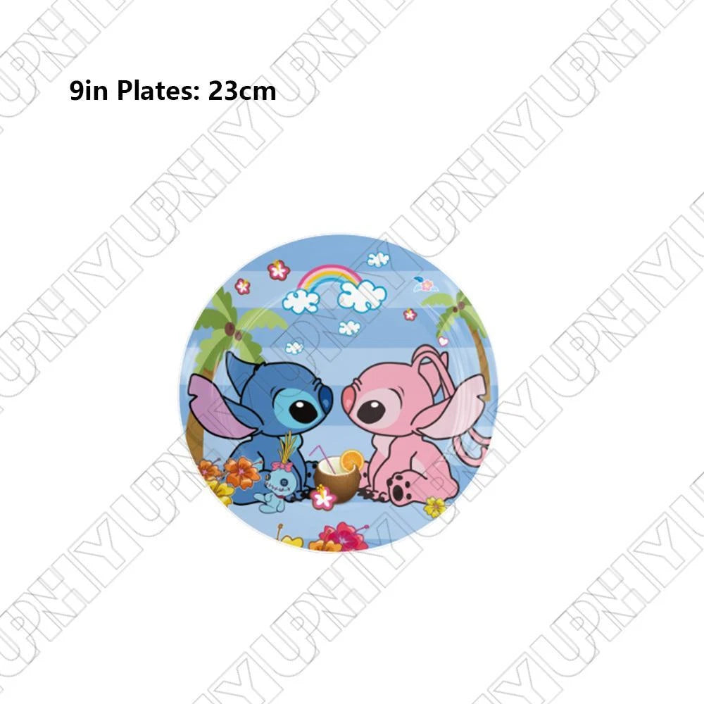 52pcs Stitch Party Tableware Includes Napkins Plates Tablecloth Cup Banner