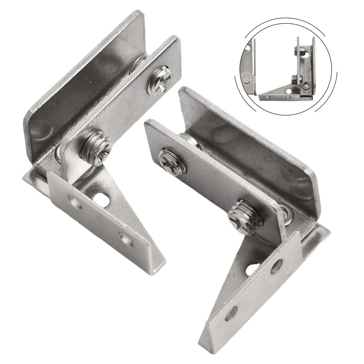 2X Adjustable Glass Hinges for Showcases and Containers