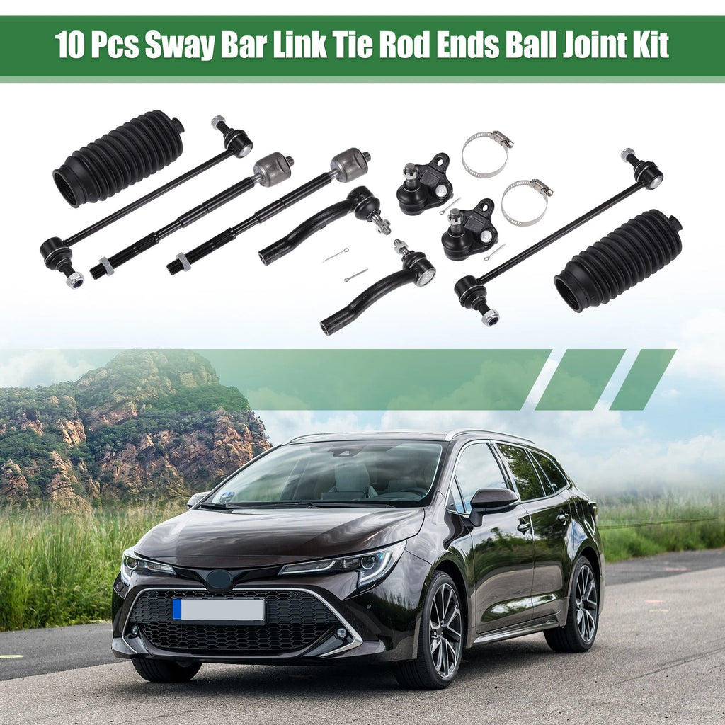10pc Front Suspension Kit Tie Rod End Sway Bar Link for Toyota Corolla (2003–2008)