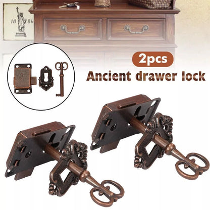 Antique Bronze Lock Set for Curio Cabinet (No Specific Years)