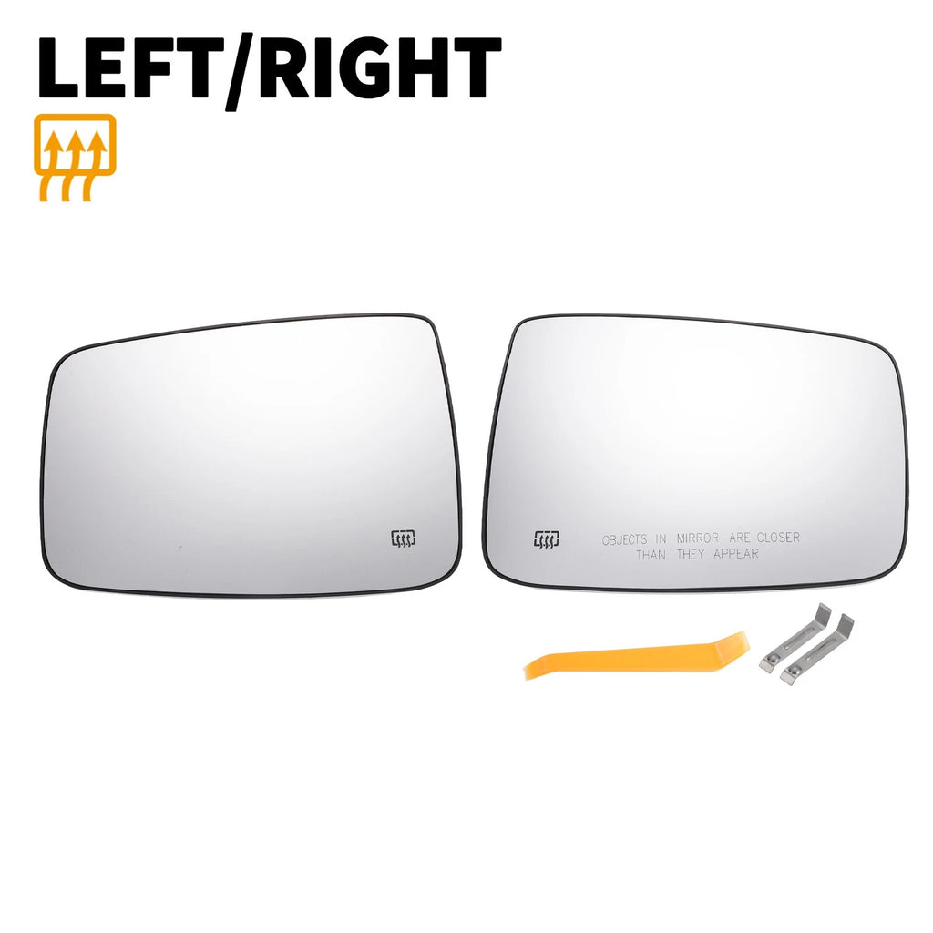 Mirror Glass Left Right Heated Pair White for Dodge Ram 1500 (2013–2018)