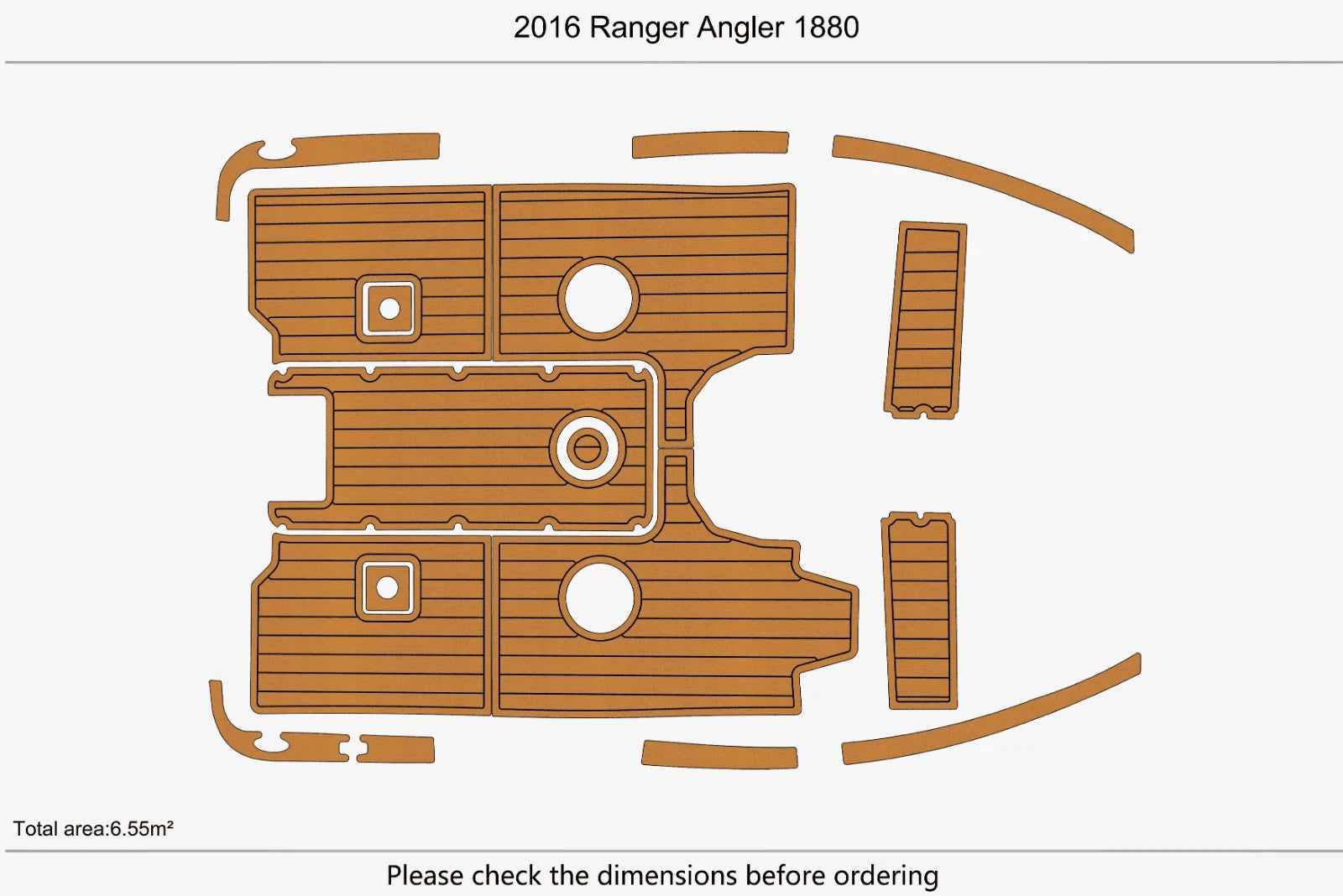 EVA Pads for Ranger Angler 1880 (2016) - Faux Teak Flooring Mats
