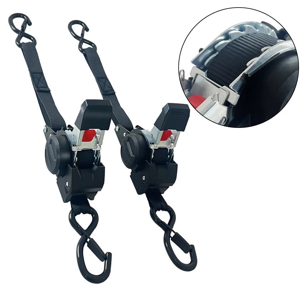 2X Automatic Retractable Ratchet Tie Down Straps for Universal Use