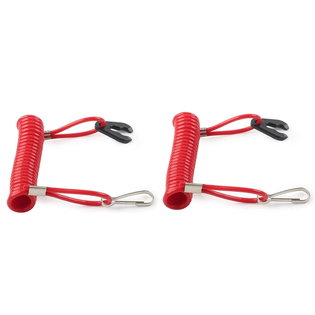 2xRed Outboard Kill Switch Tether Emergency Stop Lanyard For Yamaha For Evinrude