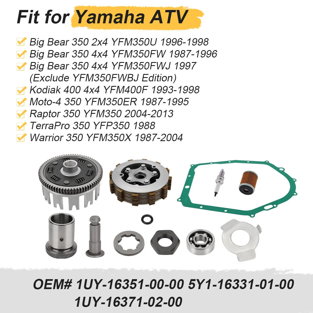 Clutch Kit Basket Assy for Yamaha Kodiak 400 4x4 YFM400F (1993–1998)