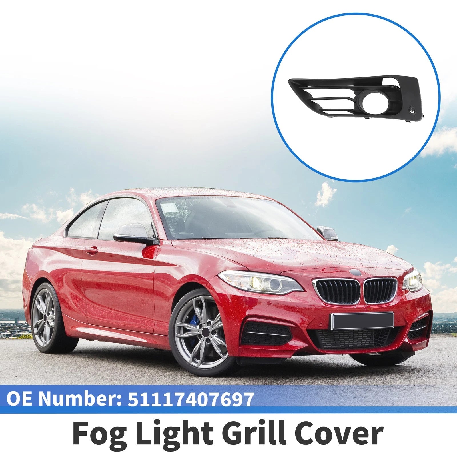 Front Left Fog Light Grill Replacement for BMW 2 Series (2013–2018)