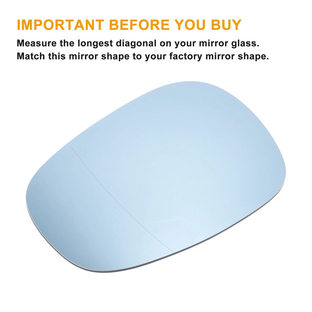 Left Blue Heated Mirror Glass for BMW 3 Series Facelift (2005–2012)