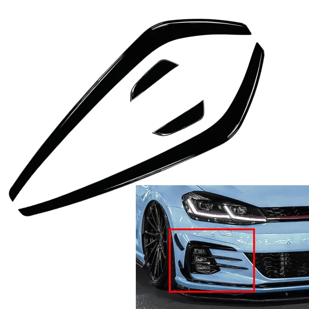 Front Bumper Side Air Vent Trim Glossy Black for VW Golf 7.5 (2017–2019)