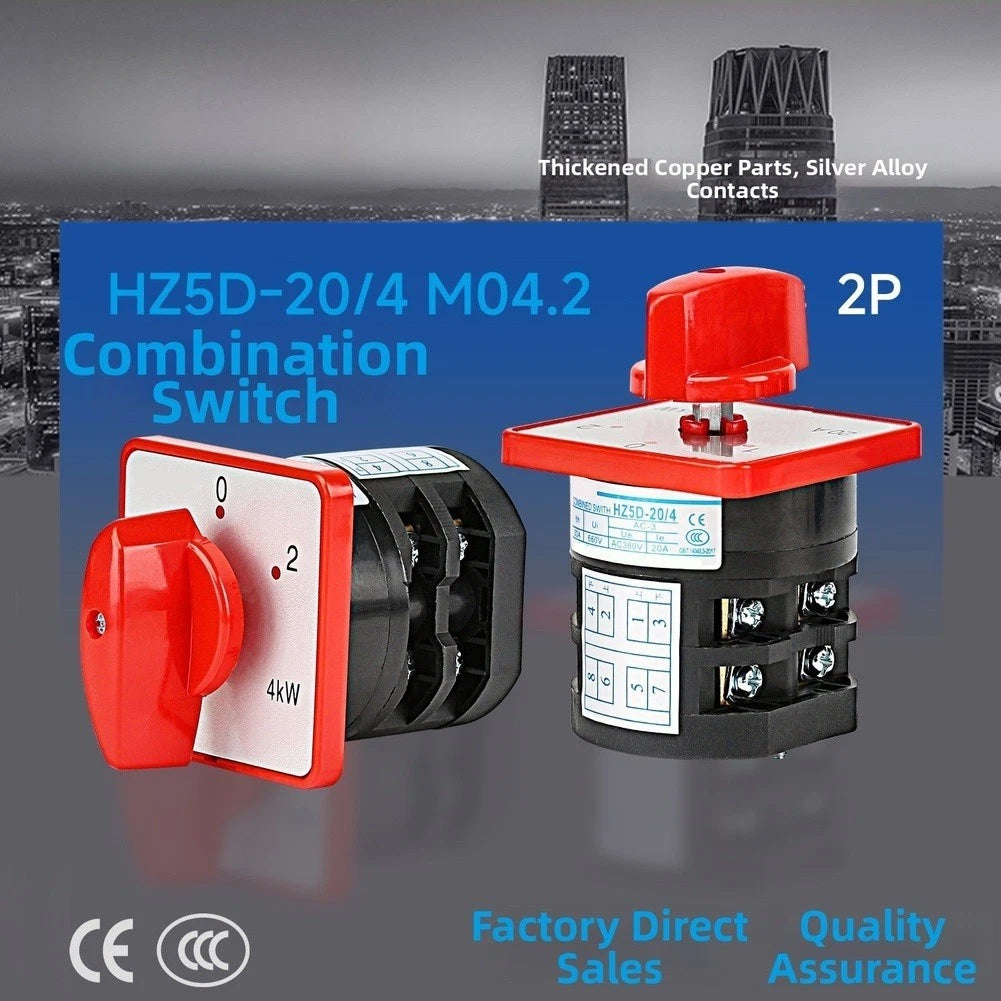 Double Pole Changeover Switch HZ5D20/4M04.2 20A AC380V (1-0-2)