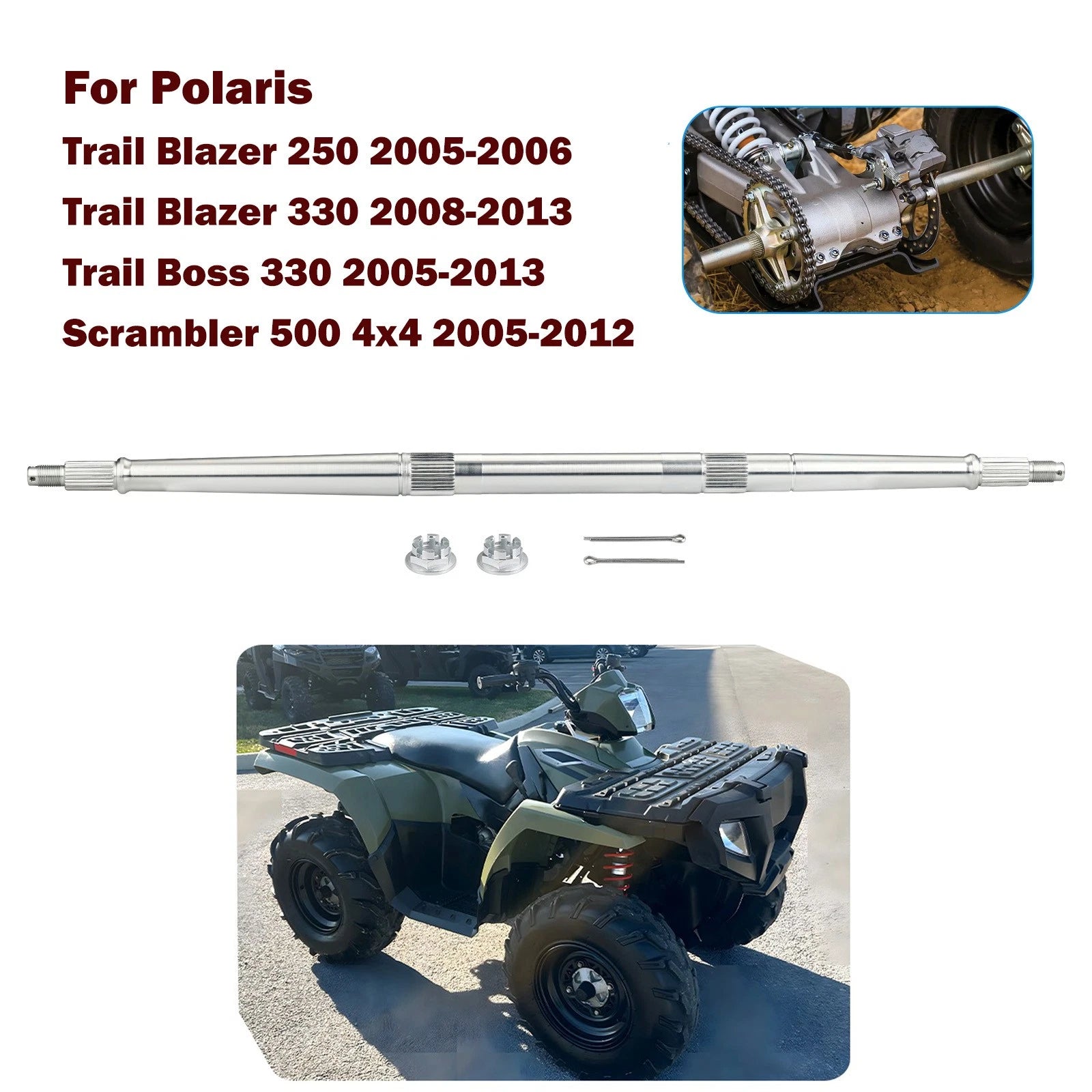 Rear Axle Shaft for Polaris Trail Blazer 250 330 Trail Boss 330 (1999–2008) 5133967