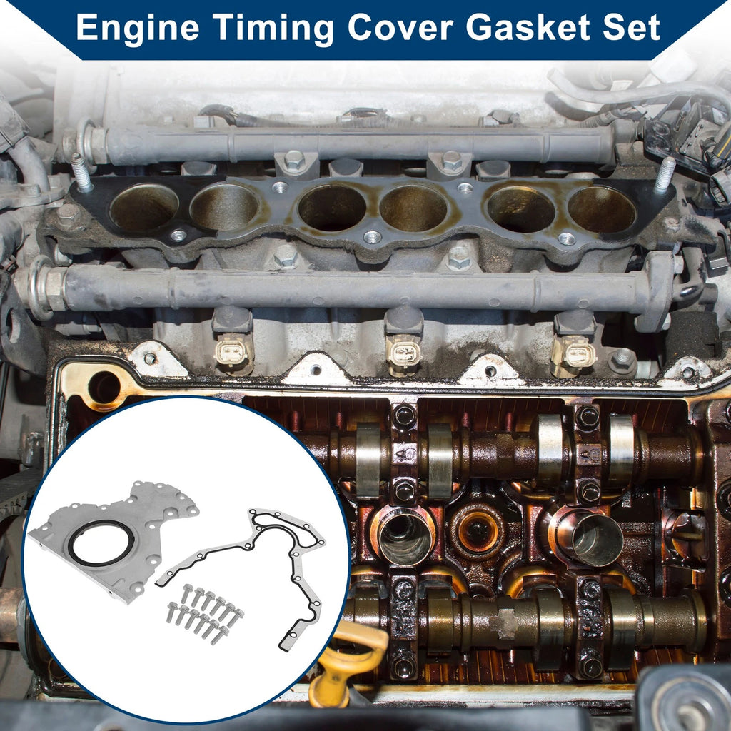 Engine Timing Cover Gasket Set Replacement for GMC for Chevy 4.8 5.3 6.2 6.0 (2003–2019)