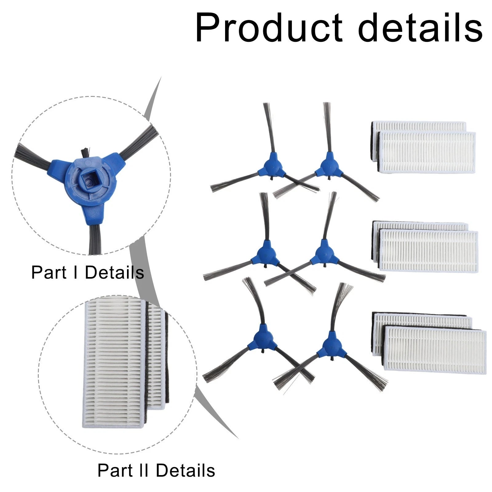 Replacement Kit for Coredy Robot Vacuum (12 Pieces)