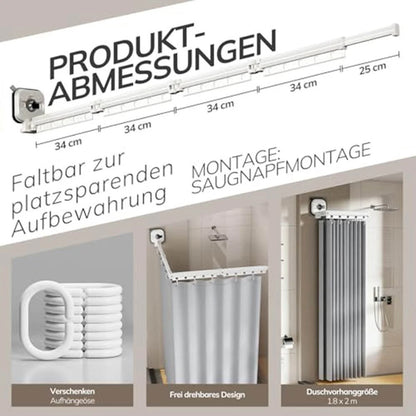 Foldable Shower Rod for Bathroom Upgrades (2010–2023)