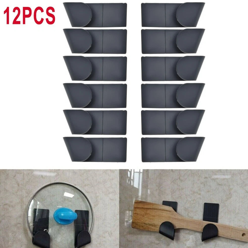 12pcs Pot Cover Storage Organizer Rack Wall Mount Holder Kitchen Tool