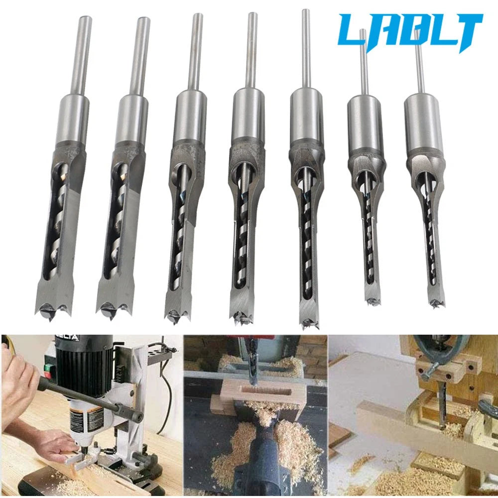 7Pcs Square Hole Drill Bit Set for Woodworking