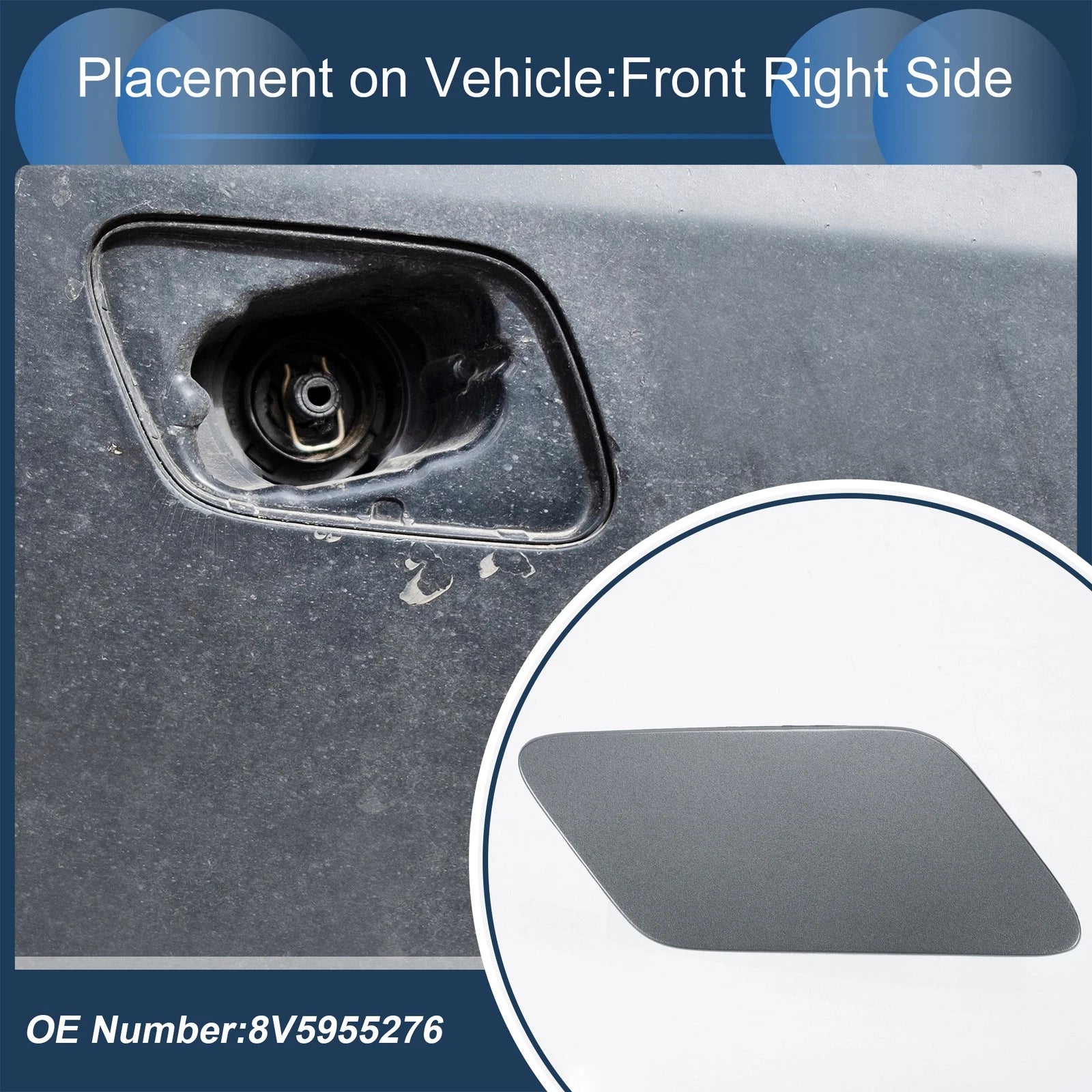Washer Nozzle Cover Cap Front Right for Audi A3 8V (2013–2016) Gray