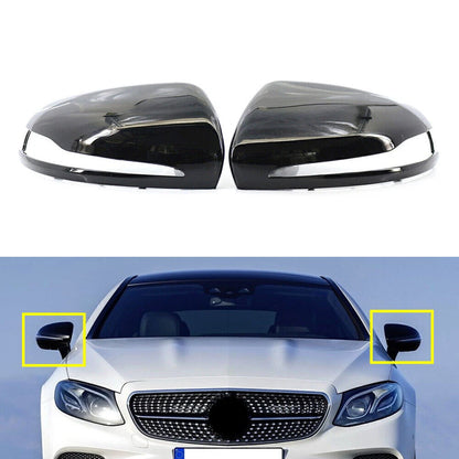 Pair Rearview Mirror Housing For Mercedes-Benz C E S CLS GLC Class Gloss Black