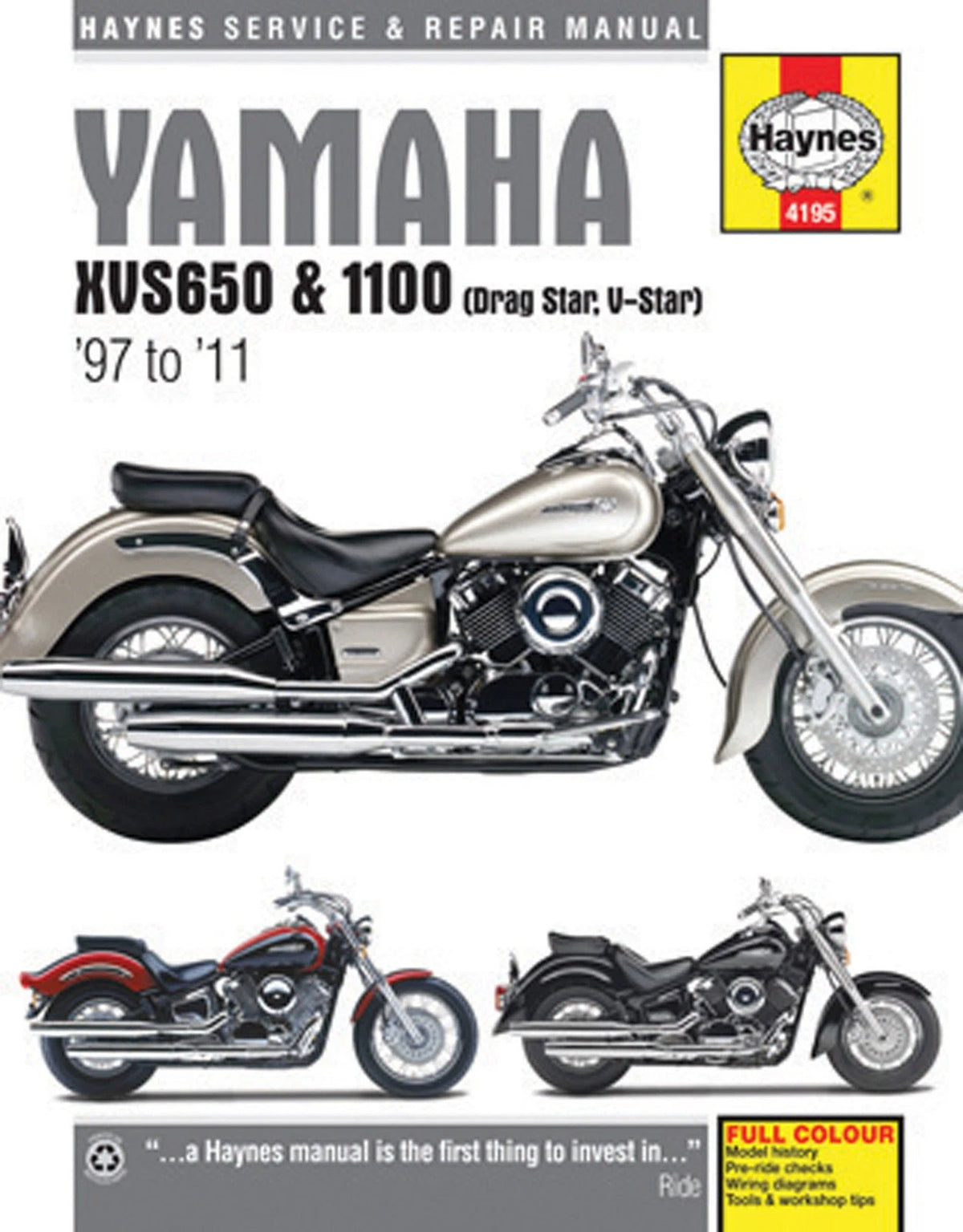 Haynes Manual for Yamaha XVS650 1100 Drag Star V-Star (1997–2011)